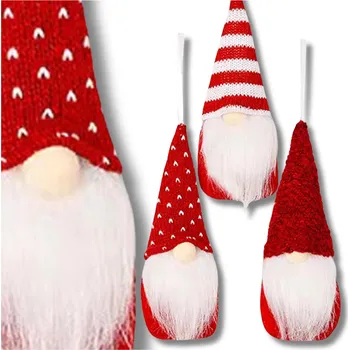 Vánoční dekorace Camerazar Vánoční červený skřítek Mikuláš 15 cm závěsná dekorace sada 3 kusy