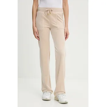 Velurové teplákové kalhoty Juicy Couture DEL RAY POCKETED PANT JCAP180G béžová 01X, vel. M