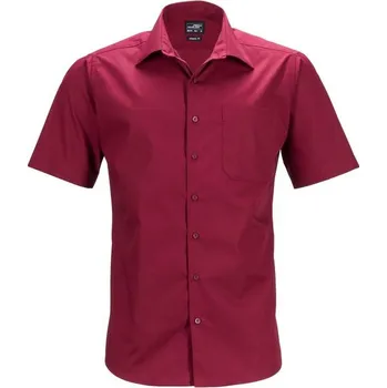James & Nicholson (Daiber) Pánská košile s krátkým rukávem JN644 vínová 5XL