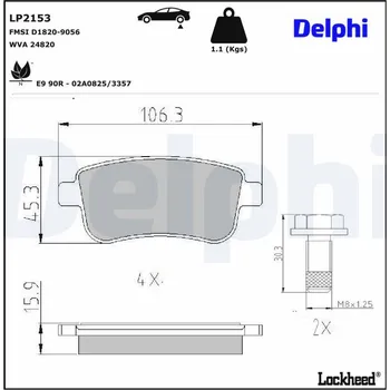 Brzdová destička Sada brzdových destiček, kotoučová brzda DELPHI LP2153