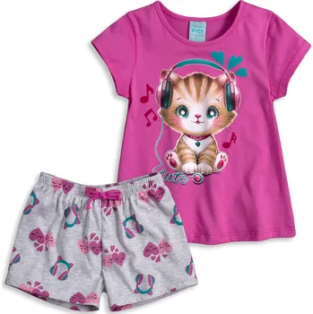 Dívčí pyžamo Dívčí pyžamo svítící ve tmě KYLY KOČIČKA CUTE růžové Velikost: 140