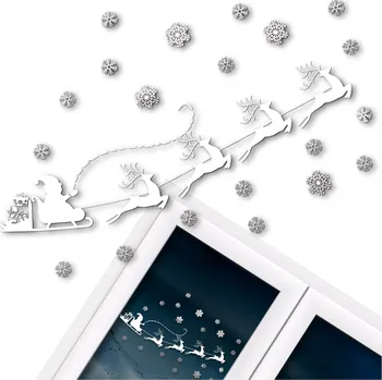 Vánoce Camerazar Vánoční nálepky na okno se sněhovými vločkami a saněmi