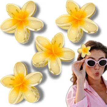 Camerazar Sada 3 sponek do vlasů s květinovým motivem - žluté plážové