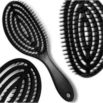 Péče o srst a drápky Camerazar Flexibilní černý masážní kartáč na vlasy pro styling a péči o vlasy