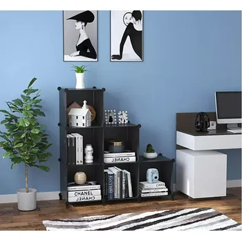 regál Modulární policový regál 6 boxů – černý (KUB1B)