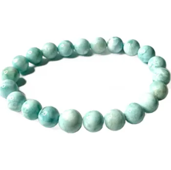 Náramek Larimar náramek elastický přírodní kámen, 9,5 - 10 mm / 16 - 17 cm, klid - mír - vyrovnanost