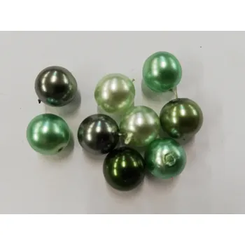 Dětské navlékací korálky Voskované perly 12mm - mix tmavě zelená - 20 g