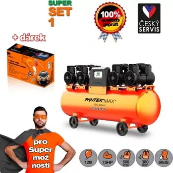 Kompresor PANTERMAX®AirFlow® 120 SILENT SET1 bezolejový tichý kompresor 5,8kW + 5-dílná pneu sada