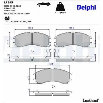 Brzdová destička Sada brzdových destiček, kotoučová brzda DELPHI LP595