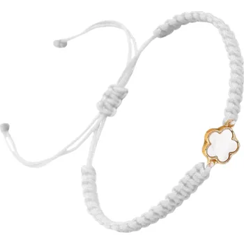 Náramek Camerazar Bílá pletená náramková souprava s regulací a květinovou koničkou