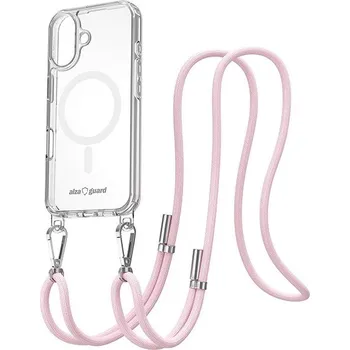 Pouzdro na mobilní telefon AlzaGuard Luxe Detach Lanyard Case Compatible with MagSafe pro iPhone 17 Pro Max růžový