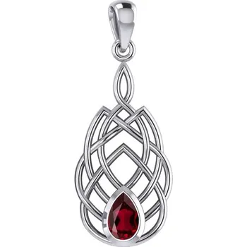 Přívěsek Plamen duše – stříbrný přívěsek s granátem a keltskými uzly
