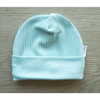 Kojenecká čepice AMÁLKA Bavlněná žebrovaná čepička, zelená mojito Velikost: 56-62