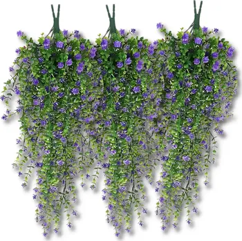 umělá květina Camerazar Závěsné dekorativní květiny umělé 3 kusy popínavé fialové