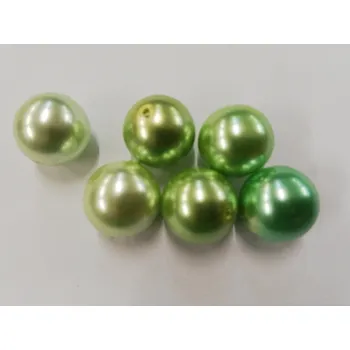 Dětské navlékací korálky Voskované perly 15mm - mix světle zelená - 20 g