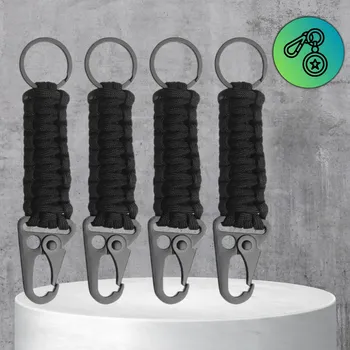 Vybavení pro přežití Camerazar Klamra na brelok, sada 4 kusy, kroužek, karabina, taktická survival lano "Sada klamr na brelok 4ks - taktické karabiny a kroužky"