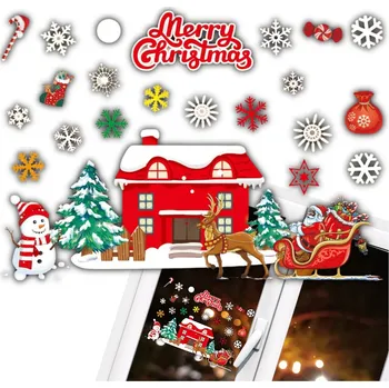 Vánoční dekorace Camerazar Vánoční barevná samolepka na okno pro slavnostní dekoraci