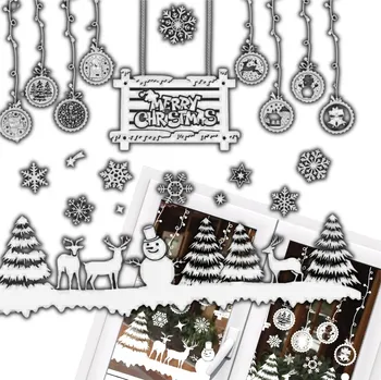 Vánoční dekorace Camerazar Vánoční nálepka na okno bílý sněhulák sněhové vločky