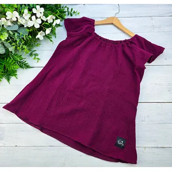 Dívčí šaty Kulišárny Šatovka mušelín WINE VELIKOST: 74-80