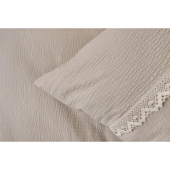 Povlečení Podpěrová s.r.o. Krepové povlečení BÉŽOVÉ S KRAJKOU Velikost: 140x220 (1x), 70x90 cm krajka (1x)