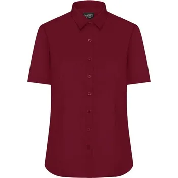 Dámská košile James & Nicholson (Daiber) Dámská košile s krátkým rukávem JN679 - Vínová | 3XL