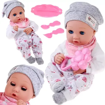 Panenka Panenka miminko 32 cm s pohyblivými víčky a sadou na krmení