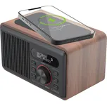 Carneo W100 Rádio s DAB+, FM, BT, bezdrátové nabíjení, dřevěné, hnědá