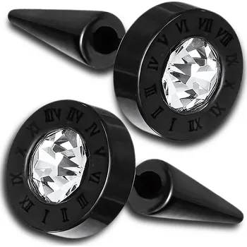 Náušnice Camerazar Černé chirurgické ocelové náušnice pro muže a ženy na puzety 8 mm malé