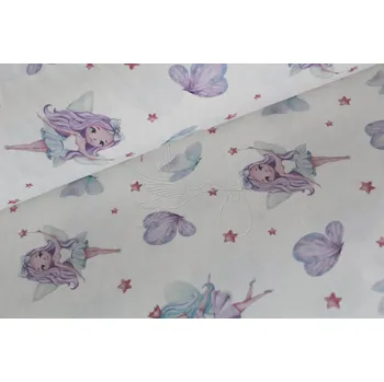 Mint víly s motýlky - bavlněné plátno, šíře 240cm - digitální tisk