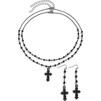 Souprava šperků B-TOP Černá 2-dílná krystalová souprava s křížky