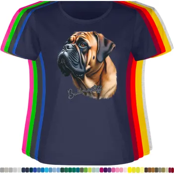 Dámské tričko damske-levne-bavlnene-tricko-digitalni-potisk-pes-bullmastiff Barva: Navy - tmavě modrá, velikost: 3XL