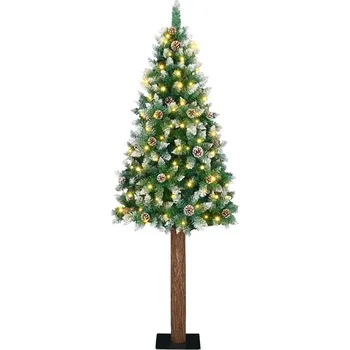 Vánoční stromek OMAXI Úzký vánoční stromeček s 300 LED diodami Zelená 210 cm 978684