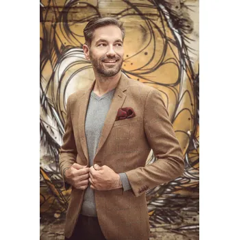 Pánské sako Pánské vlněné sako Barva: Hnědá, Velikost: 27, Střih: SLIM FIT