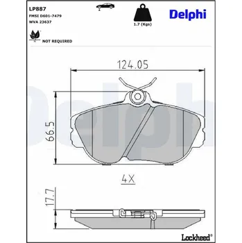 Brzdová destička Sada brzdových destiček, kotoučová brzda DELPHI LP887