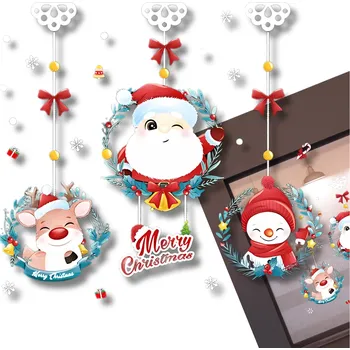 Vánoční dekorace Camerazar Vánoční barevné nálepky na okno s postavičkami