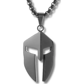 Náhrdelník Camerazar Pánský náhrdelník z chirurgické oceli - černá helma Sparťana wojownika