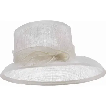 Šála SEEBERGER Cloche bílý slavnostní klobouk s ozdobou - ze sisálové slámy Velikost: Unisize (S-XL)