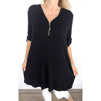 Dámské šaty Made in Italy Dámské tuniko šaty se zipem XXL/XXXL, barva černá