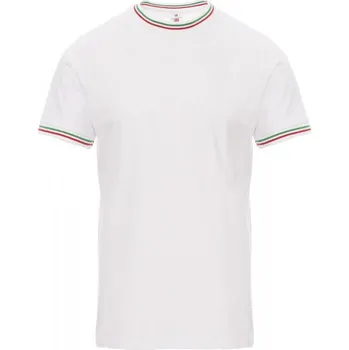 Pánské tričko Payperwear Bavlněné triko Flag s límečkem a lemem s kontrastní trikolórou Barva: bílá - zelená - bílá - červená, Velikost: XL