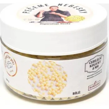 Čokoláda Eurocao Cereální kuličky v bílé čokoládě 5 mm (100 g) Besky edice dortis