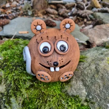 Zahradní dekorace Keramická myš tmavá - veselé zvířátko - dekorace do zahrady - větší