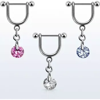 Piercing Piercing do ucha s kamínkem na řetízku HEUZ1 (Piercing do ucha s kamínkem a řetízkem z chirurgické oceli v různých barvách HEUZ1)