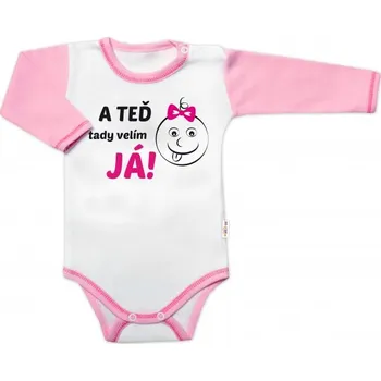Baby Nellys Body dlouhý rukáv s vtipným textem, A TEĎ tady velím JÁ! Holka, vel. 86, Velikost koj. oblečení 86 (12-18m)