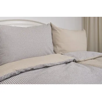 Povlečení Podpěrová s.r.o. Krepové povlečení PEPITO BÉŽOVÉ / UNI BÉŽOVÁ Velikost: 140x220 cm (1 ks), 70x90 cm (1 ks)