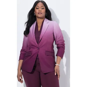 Dámské sako Ulla Popken, Plus size Blejzr, barevný přechod, klopový límec, kompletní podšívka pro plnoštíhlé nadměrná velikost, 841937540-1012, nachový, 52, Nadměrné velikosti, Plus size oblečení, Oblečení pro boubelky, Oblečení pro baculky, Oblečení pro plnoštíhlé, 