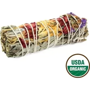 Green Tree Svazek pro vykuřování Happy Spirit Sage (Šalvěj bílá) a sušené květy, 10 cm, 1 ks