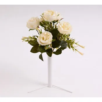 umělá květina Kytice růží 30 cm, bílá