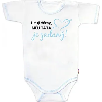 Kojenecký body Body krátký rukáv s vtipným textem Baby Nellys, Lituji dámy, můj táta je zadaný, vel.86, Velikost koj. oblečení 74 (6-9m)