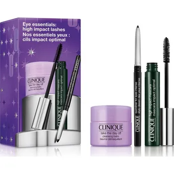 Oční linky Clinique Holiday Clinique High Impact™ Mascara řasenka pro objem 7 ml + Clinique Quickliner for Eyes Intense tužka na oči s intenzivní barvou 0,14 g + Clinique Take The Day Off™ Cleansing Balm odličovací a čisticí balzám 15 ml