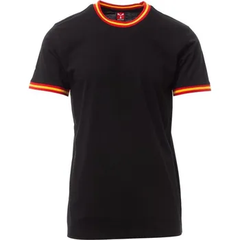 Pánská móda Payperwear Bavlněné triko Flag s límečkem a lemem s kontrastní trikolórou Barva: černá - červená - žlutá - červená, Velikost: XXL